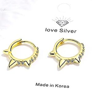 18K GOLD PLATED SPIKED ZIRCON HOOP EARRINGS